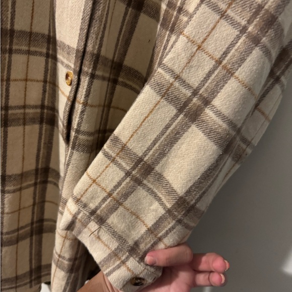 Plaid Beige Women's Cardigan - Picture 3 of 3